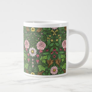Caneca De Café Grande Animais e plantas de floresta em vermelho e marrom