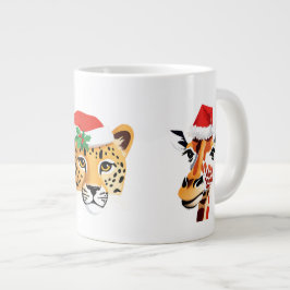 Caneca De Café Grande Animais Safari selvagens engraçados Papais noeis F