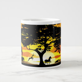 Caneca De Café Grande Animais Selvagens no Sunset da savana africana
