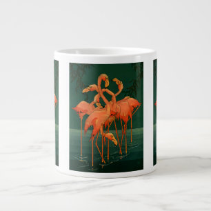 Caneca De Café Grande Animais Selvagens Vintage Pássaros, Flamingos Rosa