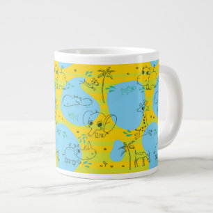 Caneca De Café Grande Animais tocando padrão de bebê