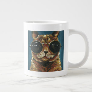 Caneca De Café Grande Animal  Gatinho De Óculos De Sol