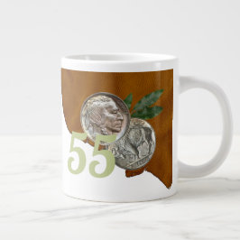 Caneca De Café Grande Aniversário "55" de níquel duplo