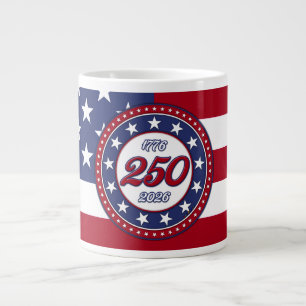 Caneca De Café Grande Aniversário de 250 anos da América com a bandeira