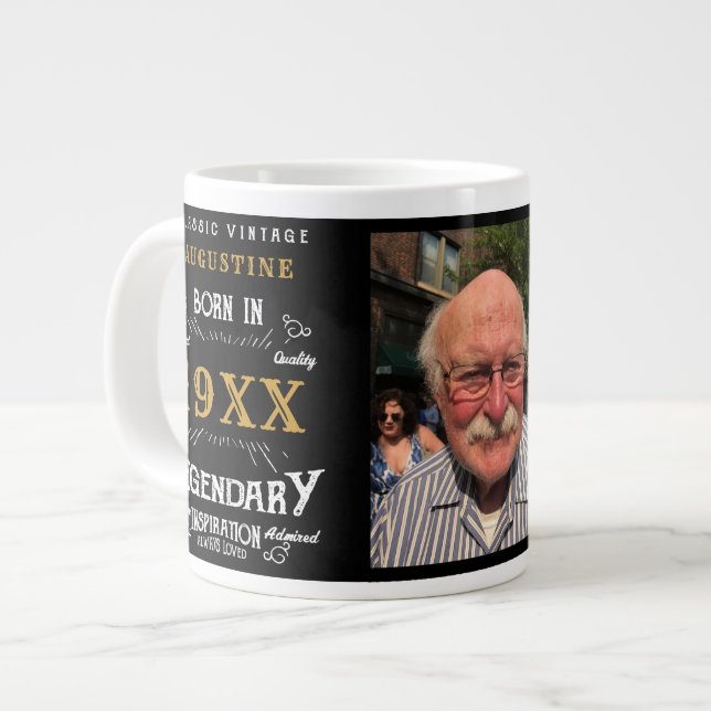 Caneca De Café Grande Aniversário de 40 anos personalizado (Frente Esquerda)