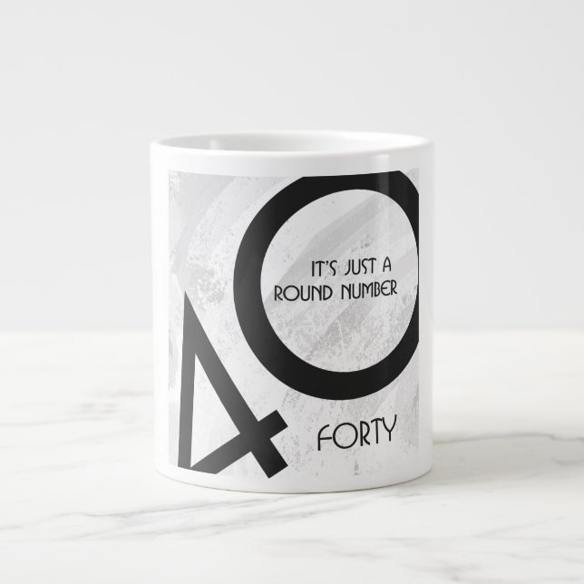 Caneca De Café Grande Aniversário de 40 Décadas Branco (Frente)