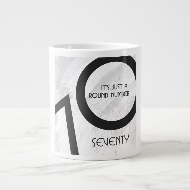 Caneca De Café Grande Aniversário de 70 Décadas Branco (Frente)