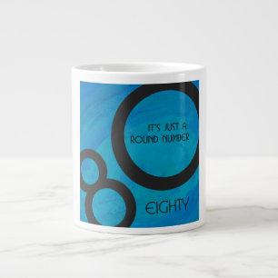 Caneca De Café Grande Aniversário de 80 Décadas Azul
