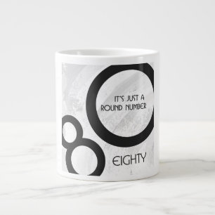 Caneca De Café Grande Aniversário de 80 Décadas Branco