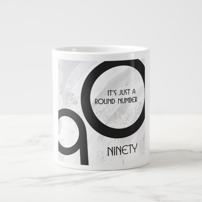 Caneca De Café Grande Aniversário de 90 Décadas Branco (Frente)