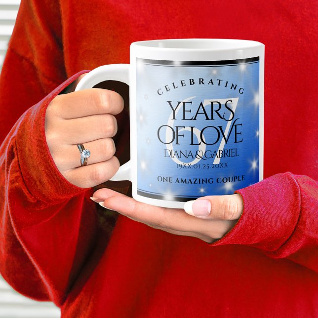 Caneca De Café Grande Aniversário de Casamento da 67ª Estrela Sapphire (67th Wedding Anniversary Jumbo Coffee Mug Cover Photo.)