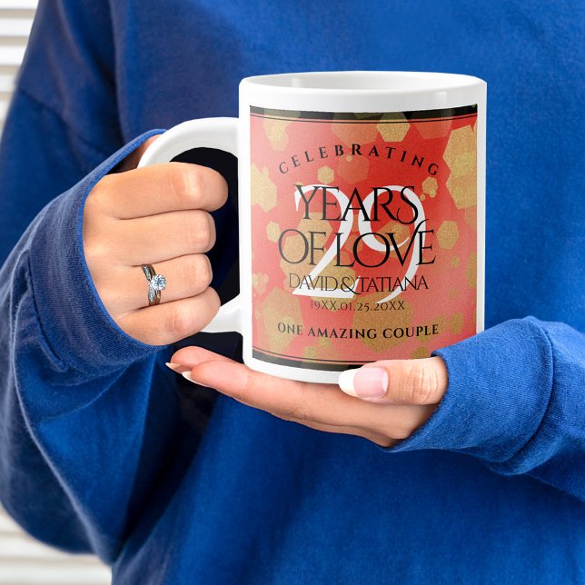 Caneca De Café Grande Aniversário de Casamento da Elegante 29 Garnet (29th Wedding Anniversary Jumbo Coffee Mug Cover Photo (Garnet).)