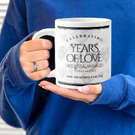 Caneca De Café Grande Aniversário de Casamento de Diamante Elegante 75