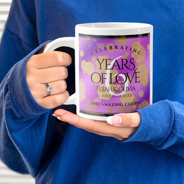 Caneca De Café Grande Aniversário de Casamento do Elegante 6 Ametyst (6th Wedding Anniversary Jumbo Coffee Mug Cover Photo.)