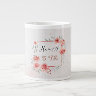 Caneca De Café Grande Aniversário Floral de Primavera | Casamento Modern