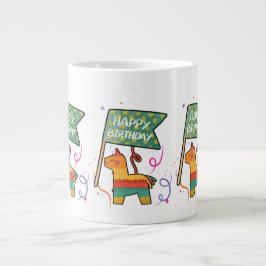 Caneca De Café Grande Aniversário Fofo Desenhado à Mão 