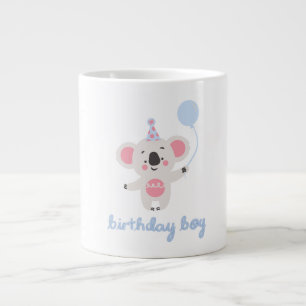 Caneca De Café Grande Aniversário Garoto Teddy Urso Segurando Um Balão