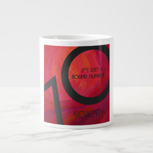 Caneca De Café Grande Aniversário Vermelho de 70 Décadas