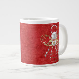 Caneca De Café Grande Anjo do Natal da alegria - vermelho