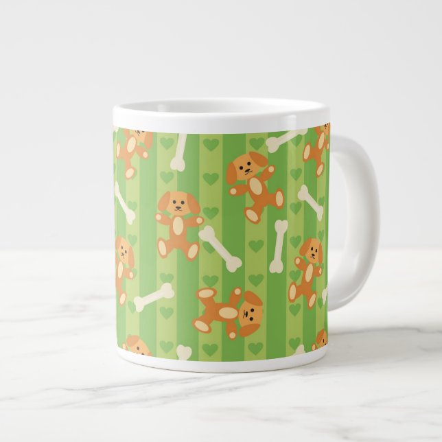 Caneca De Café Grande antecedentes com cães e ossos (Frente Esquerda)
