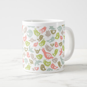 Caneca De Café Grande antecedentes com ornamento de aves coloridas