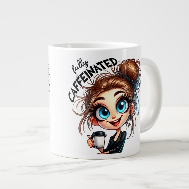 Caneca De Café Grande Antes e depois da cafeína - Sarcastic Grumpy (Frente Esquerda)