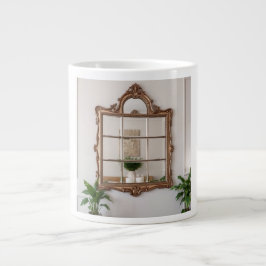 Caneca De Café Grande Antiqued Mirror Wall Panel Vintage Luxury and Dist