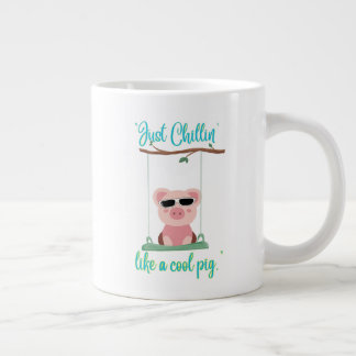 Caneca De Café Grande apenas relaxando - citação de porco