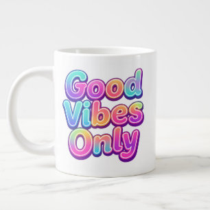 Caneca De Café Grande Apenas Vibrações Positivas Tipografia Colorida Pre
