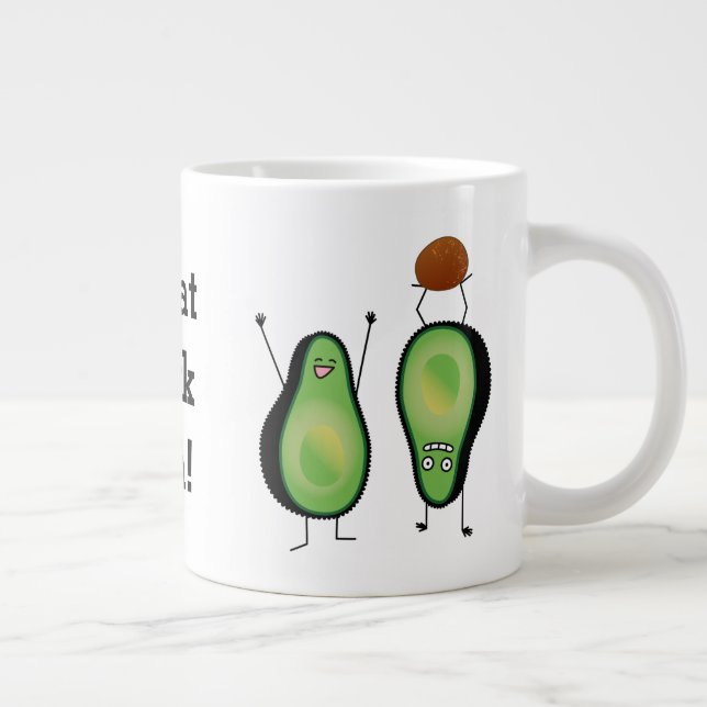 Caneca De Café Grande aplausos engraçada do Avocado fica verde (Direita)