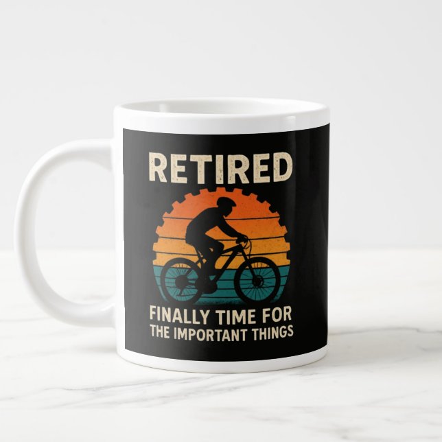 Caneca De Café Grande Aposentado Finalmente É Hora Das Coisas Importante (Esquerda)