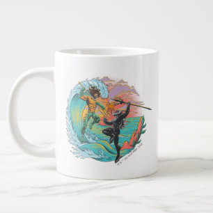 Caneca De Café Grande Aquaman & Black Manta Tidal Wave