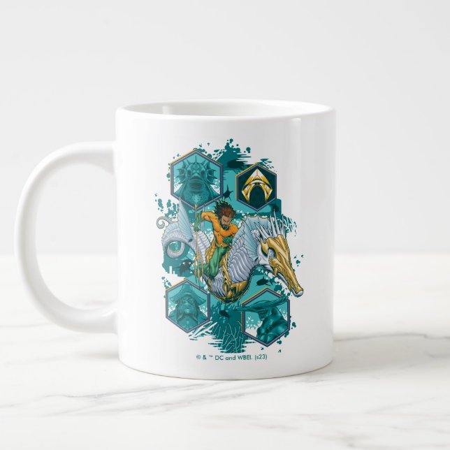 Caneca De Café Grande Aquaman Riding Seacavalo através dos reinos (Esquerda)