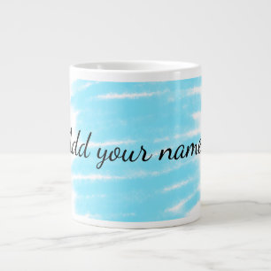 Caneca De Café Grande Aquarela azul adicionar nome texto mensagem aqui j