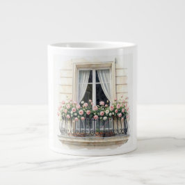 Caneca De Café Grande Aquarela da Varanda de Paris 