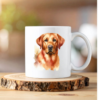 Caneca De Café Grande Aquarela Labrador Golden Personalizar