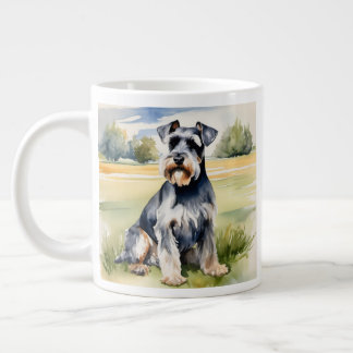 Caneca De Café Grande Aquarela Miniatura Schnauzer - Impressão de Arte C