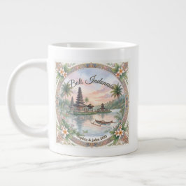 Caneca De Café Grande Aquarela Vintage Viagem Bali Indonésia Personaliza
