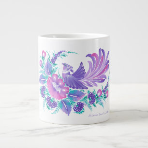 Caneca De Café Grande Aquarelas de arte popular ucraniana Petrikivka ass