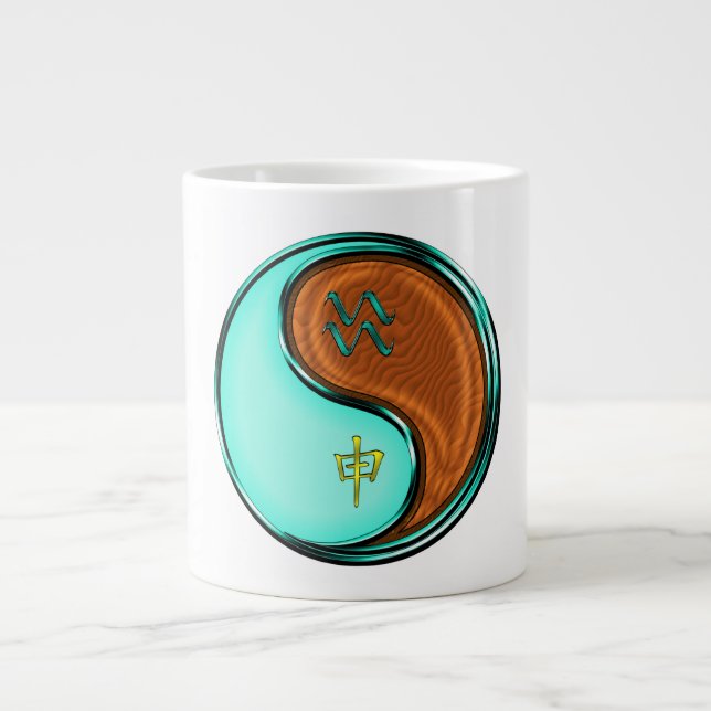 Caneca De Café Grande Aquário & Macaco de Madeira (Frente)