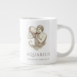 Caneca De Café Grande Aquário Zodíaco Nome Personalizado & Data de Nasci
