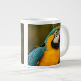 Caneca De Café Grande arara azul e arara-dourada