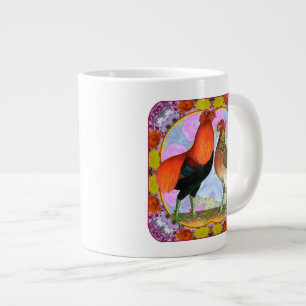 Caneca De Café Grande Araucana Chickens Art Nouveau