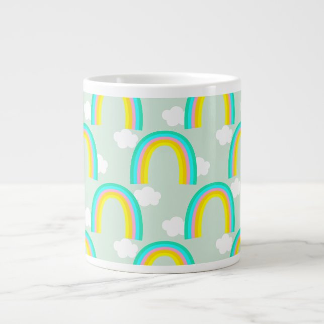 Caneca De Café Grande Arco-íris com Nuvem Azul (Frente)