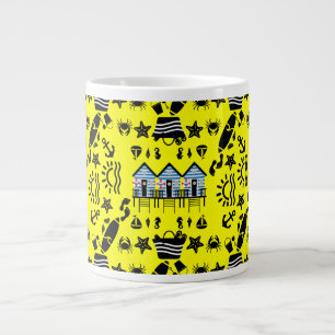 Caneca De Café Grande Areia De Praia Original E Mar Ameaçado
