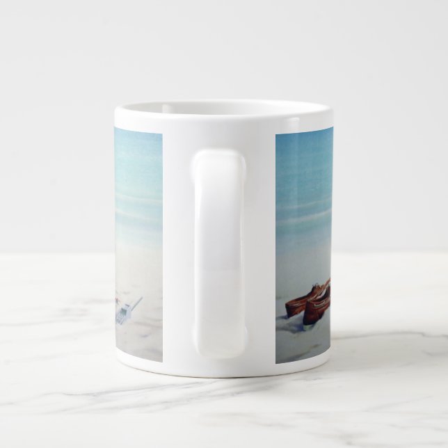 Caneca De Café Grande Areia de Sun e dinheiro II (Traseira)