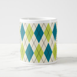 Caneca De Café Grande Argyle Azul E Verde