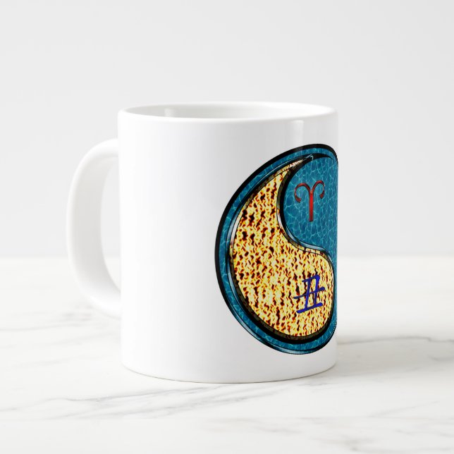 Caneca De Café Grande Áries & Boi D'água (Frente Esquerda)