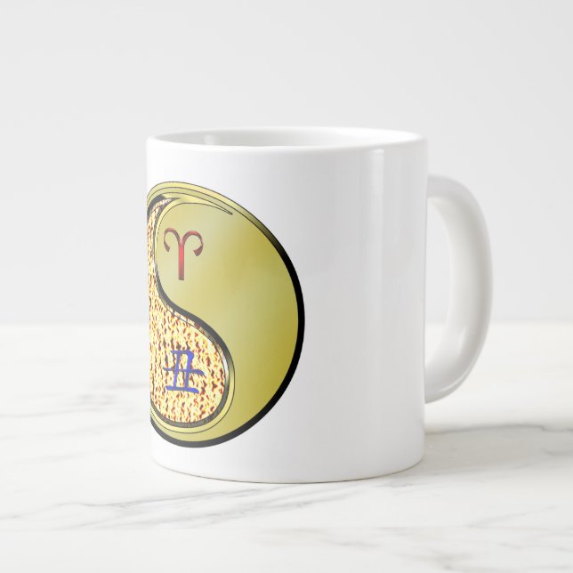 Caneca De Café Grande Áries & Boi de Metal (Frente Esquerda)