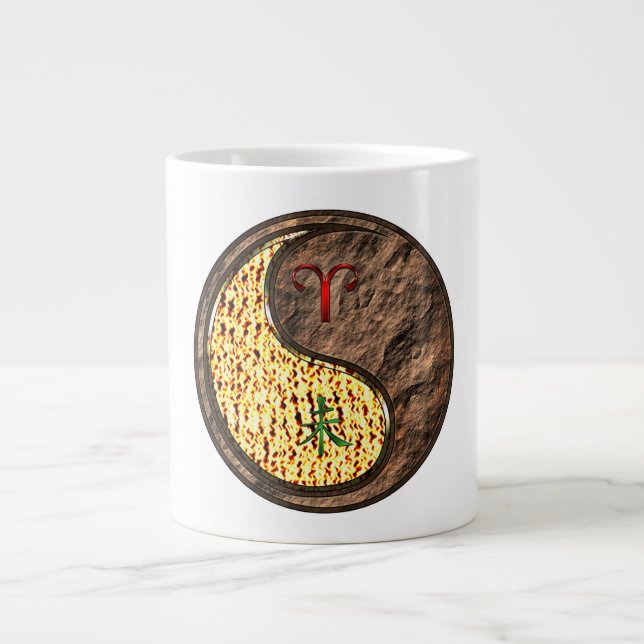 Caneca De Café Grande Áries & Cabra Terrestre (Frente)